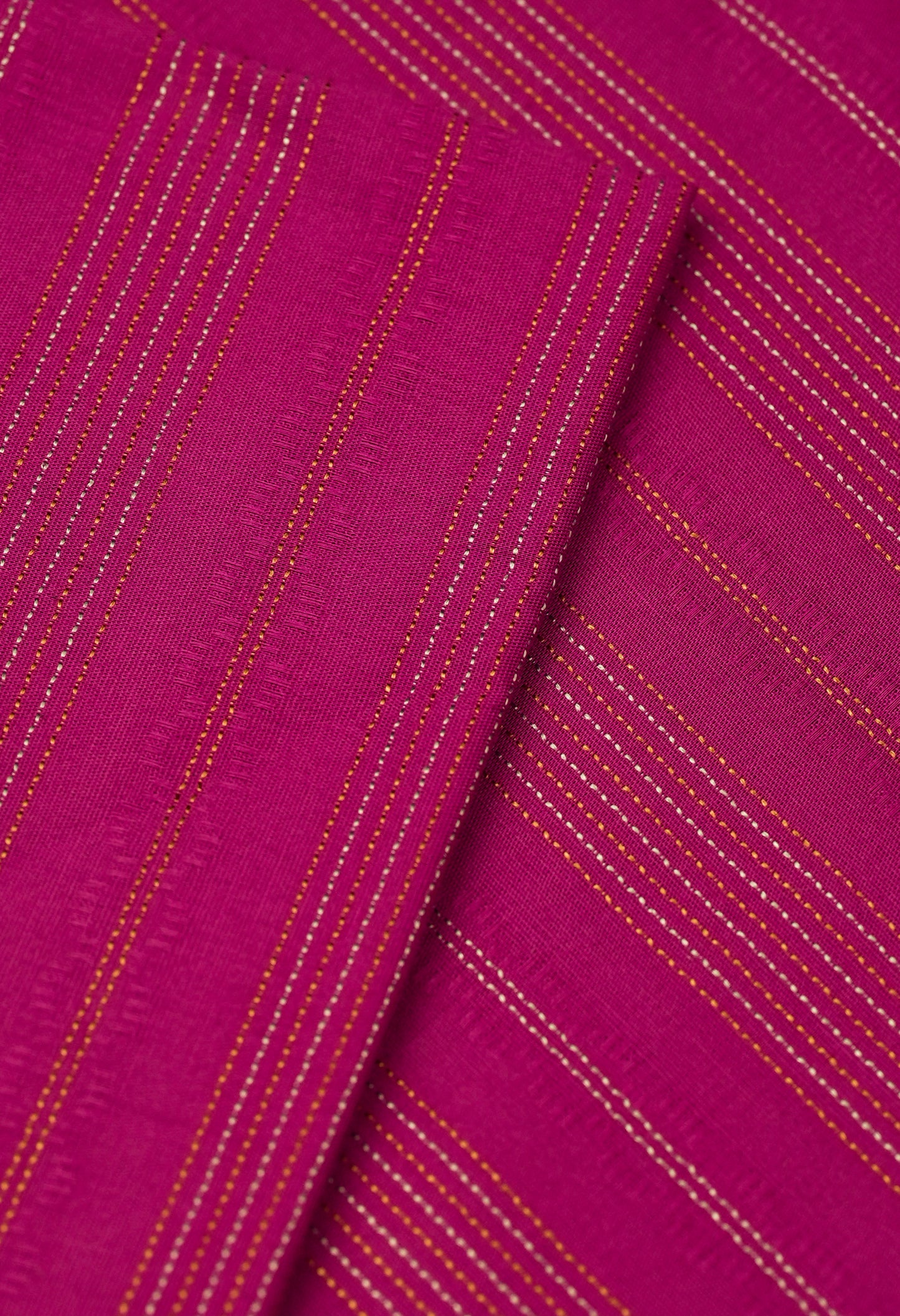 Pink Jacquard Unstitched Fabric – Gold & Silver Stripes