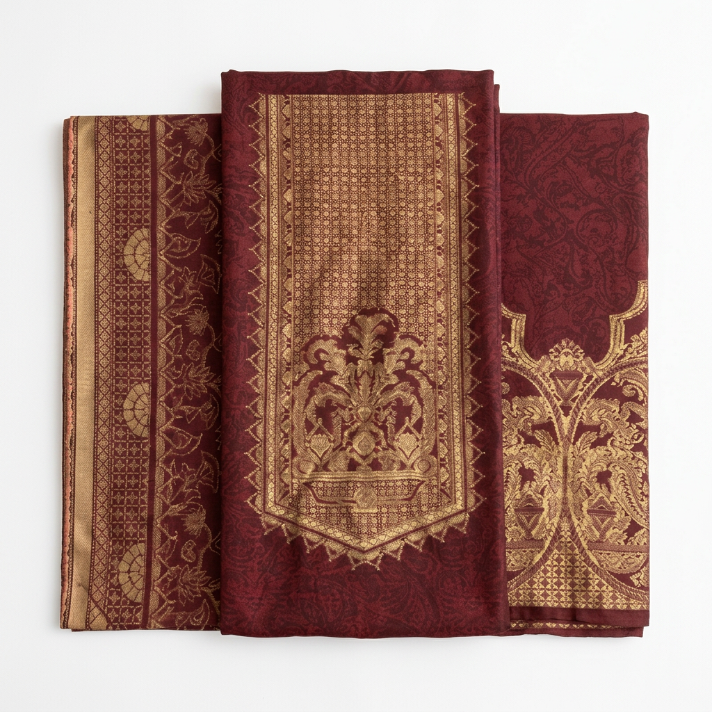 Premium Solid Dyed Maroon Cotton Jacquard – 3-Piece Unstitched Suit