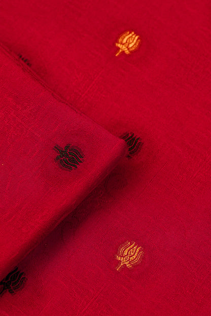 Jacquard Unstitched Fabric Red Booti Print | Co-ord Set Fabric