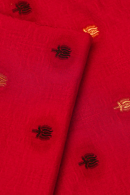 Jacquard Unstitched Fabric Red Booti Print | Co-ord Set Fabric