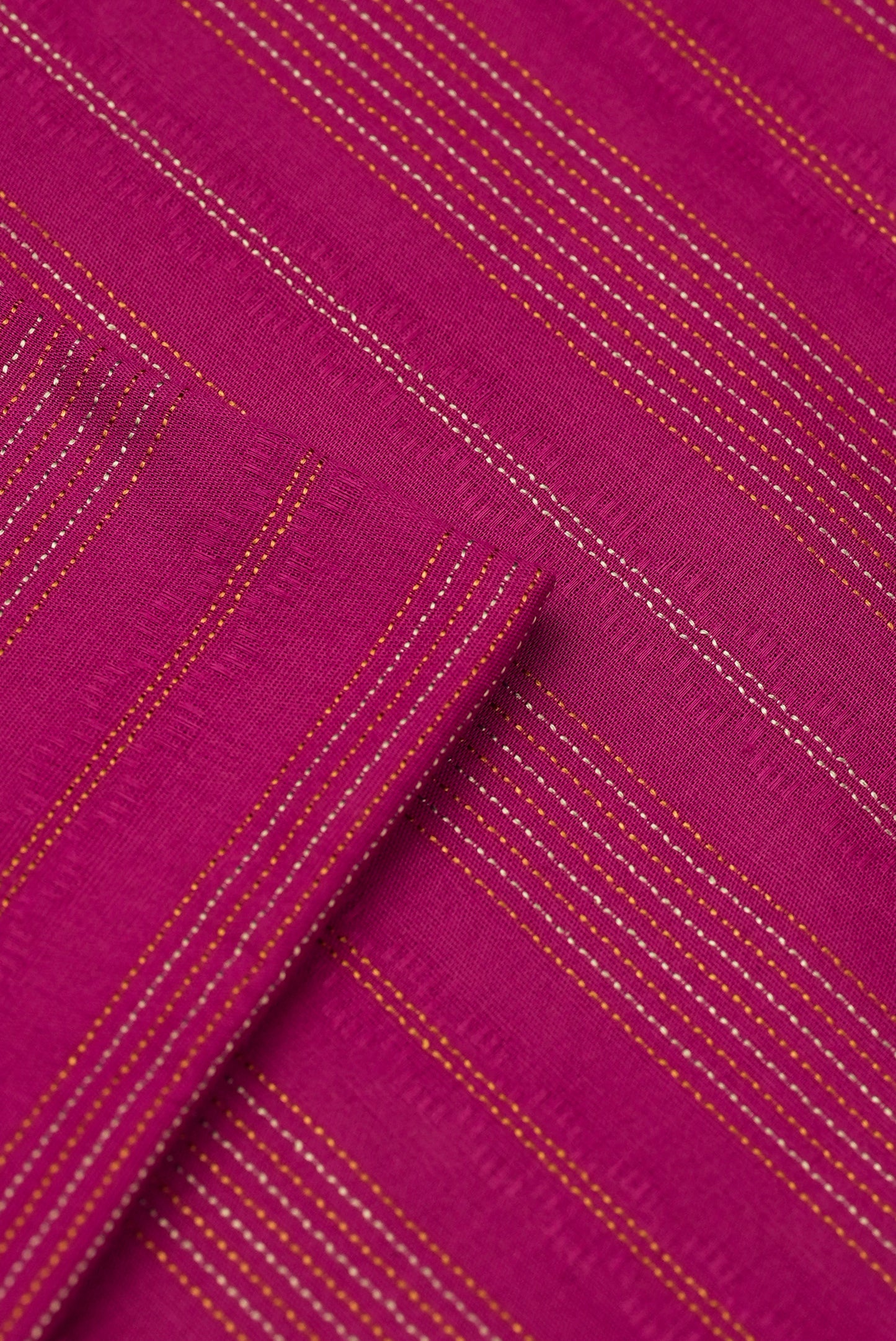 Pink Jacquard Unstitched Fabric – Gold & Silver Stripes