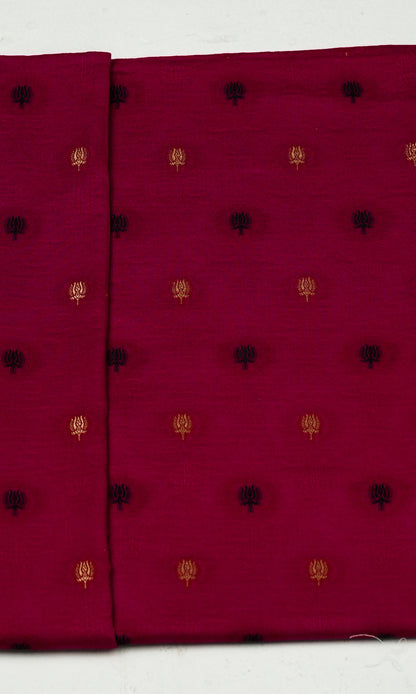 Jacquard Unstitched Fabric Red Booti Print | Co-ord Set Fabric