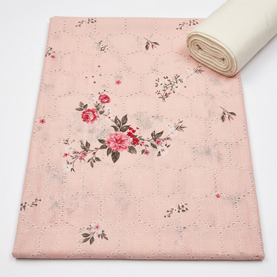 Premium Pink Chikankari 100% Cotton Lawn – 2-Piece Unstitched Suit