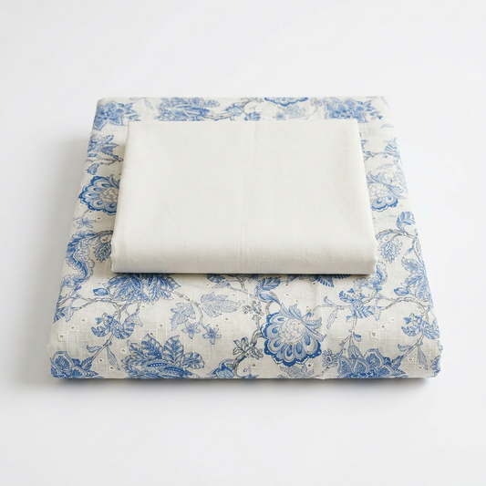 Premium Blue Chikankari 100% Cotton Lawn – 2-Piece Unstitched Suit