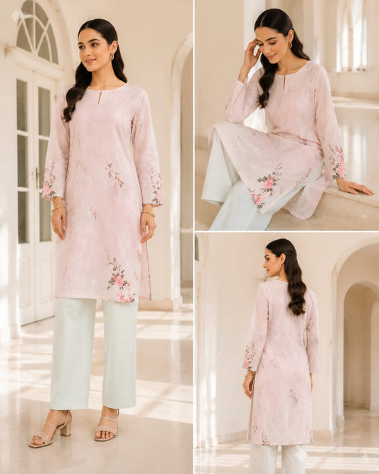 Premium Pink Chikankari 100% Cotton Lawn – 2-Piece Unstitched Suit