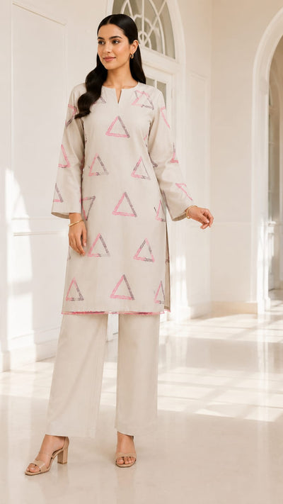 Premium Off-Fawn Cotton Jacquard – 2-Piece Unstitched Suit