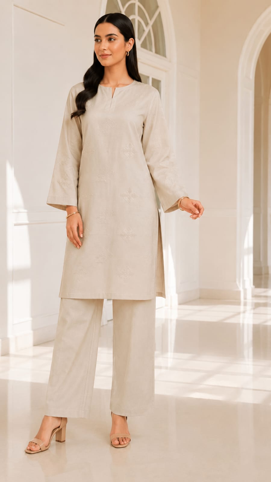 Premium Decent Dyed Cotton Self Jacquard – 2-Piece Unstitched Suit