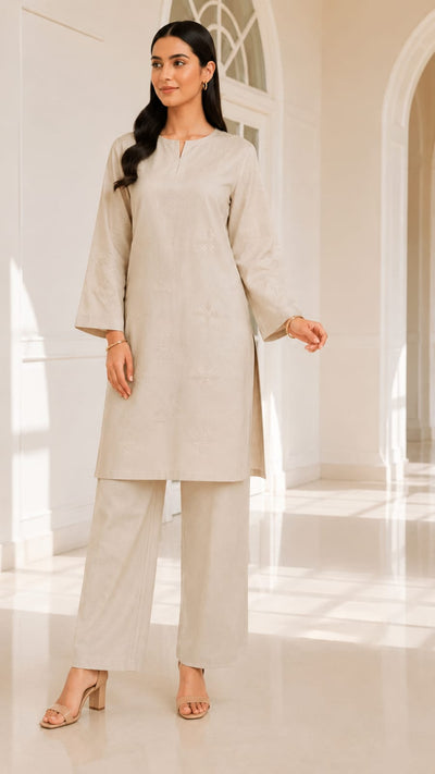 Premium Decent Dyed Cotton Self Jacquard – 2-Piece Unstitched Suit