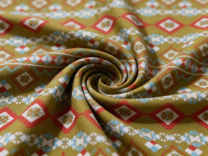 Mustard Geometric Print 100% Viscose Unstitched Cord Set – Soft & Premium Summer Fabric