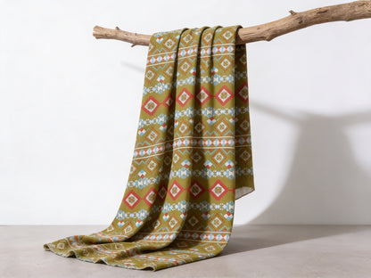 Mustard Geometric Print 100% Viscose Unstitched Cord Set – Soft & Premium Summer Fabric
